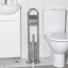 Black for the toilet with a stand is floor, 22 × 22 × 83 cm, with a toilet paper holder, color chromium