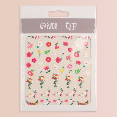 Nail stickers "Field flowers", voluminous, multi -colored-4