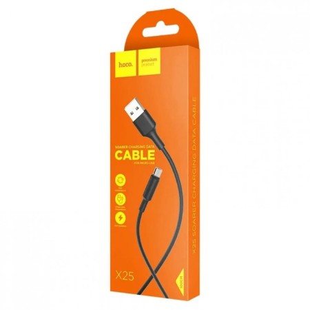 Hoco X25, microUSB - USB, 2 A, 1 m, PVC braid, black-2