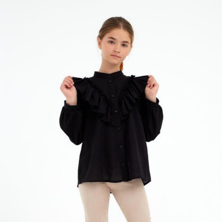 Рубашка для девочки MINAKU: Cotton collection, цвет чёрный, рост 104 см-3