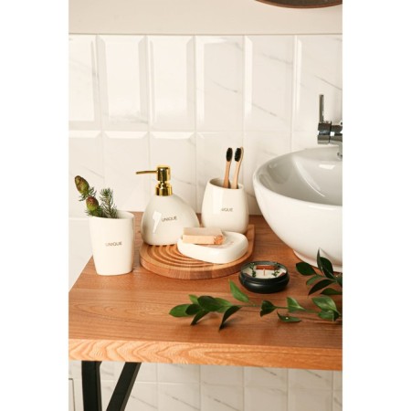 Savanna Stone bathroom accessories set, 4 items (soap dish, soap dispenser, 2 glasses), white color-10