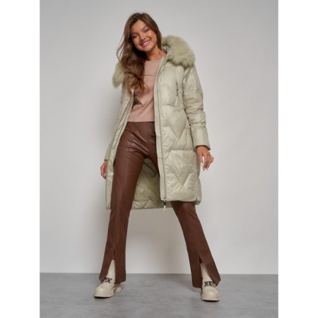 Coat insulated winter female, size 56, the color is light green-13