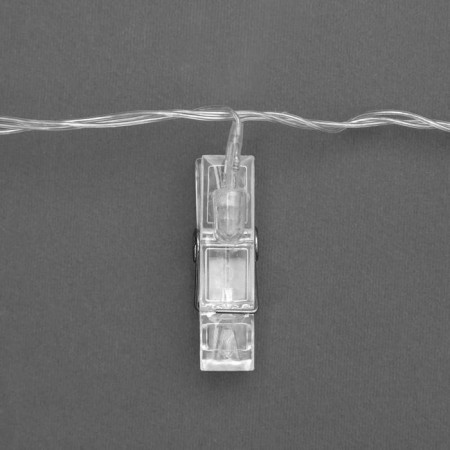 Garland “thread” 5 m with nozzles “clothespins”, IP20, transparent thread, 30 LED, warm white glow, 8 modes, 220 V-3