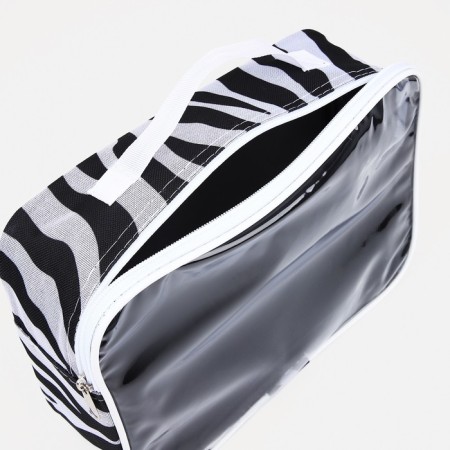 Cosmetic bag with lightning, white/black color-2