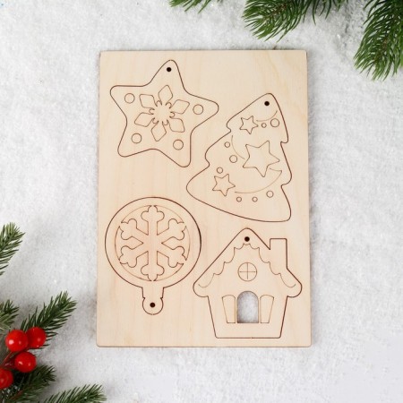 New Year's wooden blanks for creativity "New Year! Funny figures ", 148 x 210 mm-1