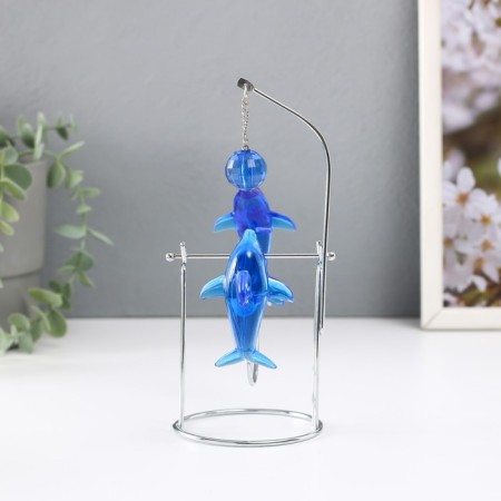 Dolphins pendulum opposite each other with a ball of 9 x 15 x 19.5 cm-3