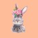 Thermalrotransfer "Hare with flowers", 5.3 × 9.8 cm