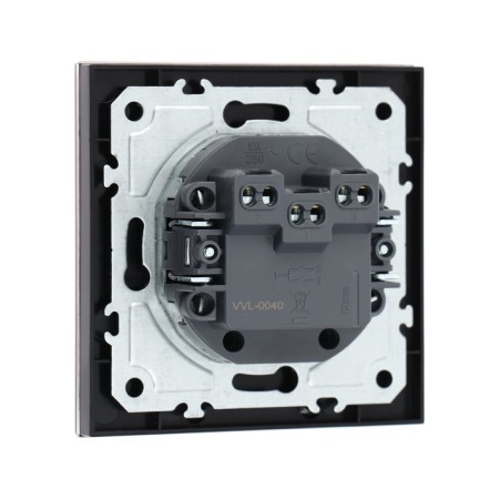 Tot Glossy Glass switch, 10 a, 2 keys, hidden, glass, black-3
