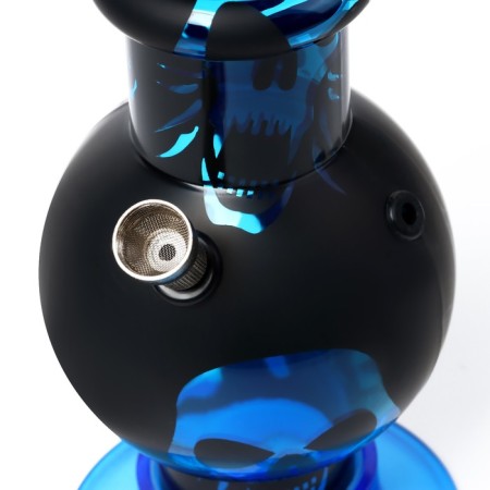 Bong, H-32 cm, "golden skulls", acrylic, blue