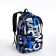 School backpack from textiles on lightning, 3 pockets, blue color