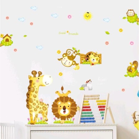 Sticker Plastic Interior color "Giraffe, lion and animals" 60x90 cm