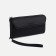 Male purse on the button, external pocket, with a pen, black color