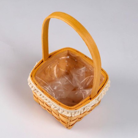 Wicker basket, sequoia, 12.5x12.5XN8/22 cm, natural with a edging-1