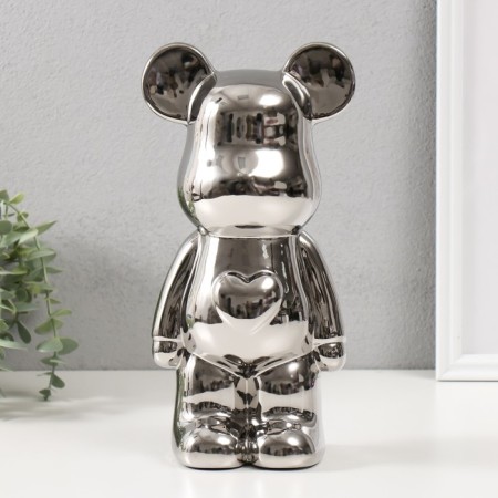 Piggy bank Ceramics "Bear" silver 11x13.5x28.5 cm