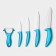 Kitchen kit on the stand “bend”, 5 items: 4 knife, 7.5 cm, 10 cm, 13 cm, 15 cm, vegetable facial, blue color