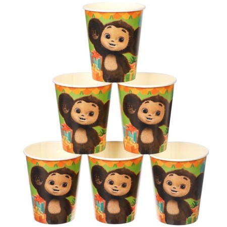 A set of paper utensils "Happy Birthday", for 6 people, Cheburashka-5