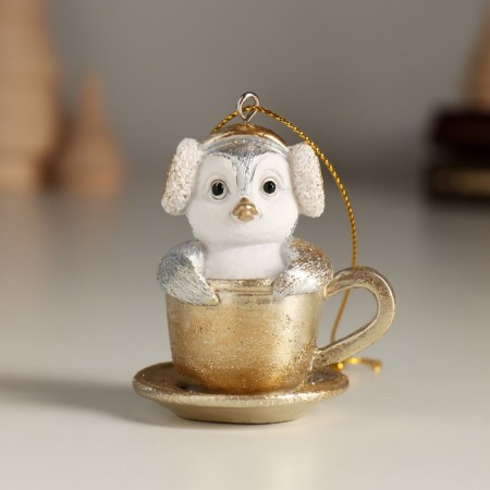 Souvenir Polystone Suspension "Penguin in a cup" 5.5x4x6 cm