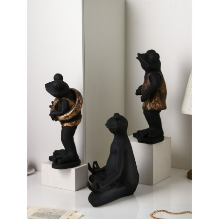 Set of figures "Frog", Polystone, 38 cm, black-gold color-2