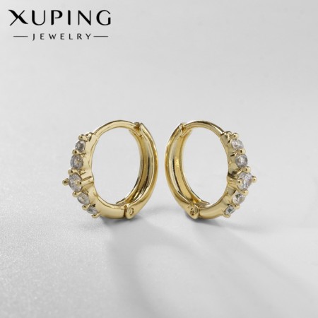Xuping-ring earrings Star dust, white color in gold, D = 1.3 cm