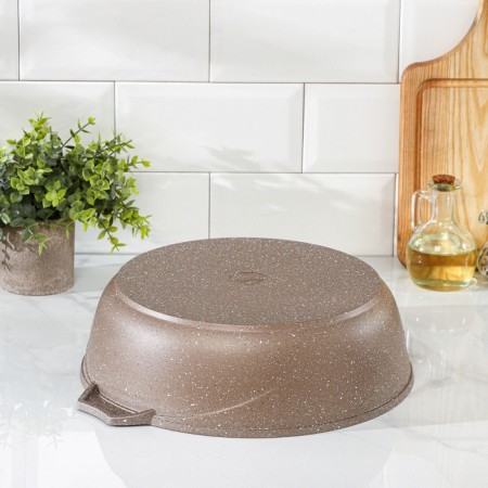 Fravity "Granite Brown", 5 l, h = 9 cm, glass cover, anti -stick coating, brown color-2