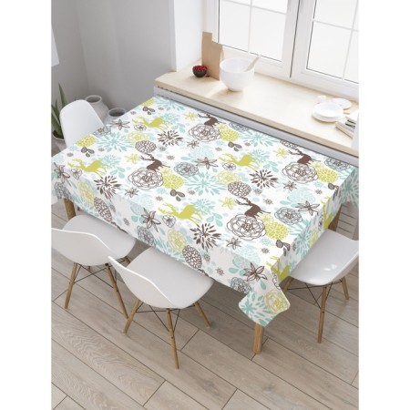 Tables on the table "Deer and flowers", rectangular, Saten, size 120x145 cm