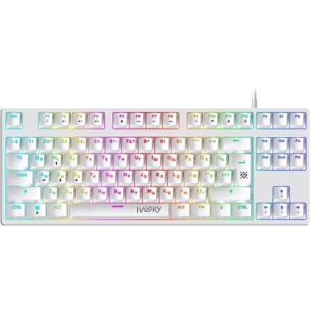Keyboard Defender IVORY GK-579, game, wired, mechanical, backlight, 87 cl, USB, white