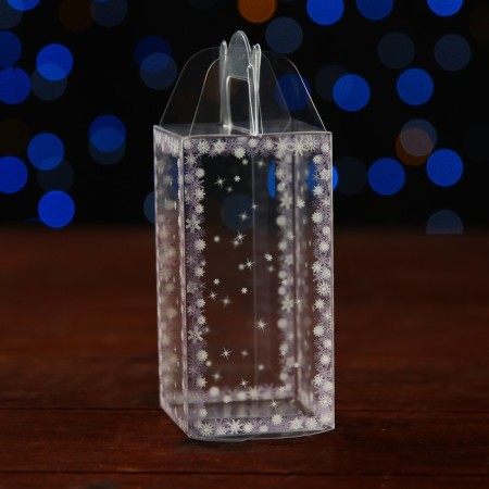 New Year. Box gift New Year's folding PVC "Winter" 4 x 4 x 8 cm.-1