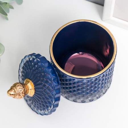 Glass "Rombs and Dome" Dark blue with gold 14x8.2x8.2 cm-1