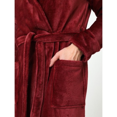 Male robe with a hood, size 46, burgundy color-9