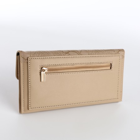 Women's wallet on the button, beige color-1