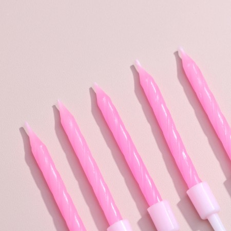Candles for the cake "Neon", 10 pcs, pink 5 cm-2