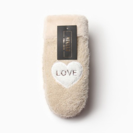 Women's mittens for claim Minaku Love 24 cm beige-3