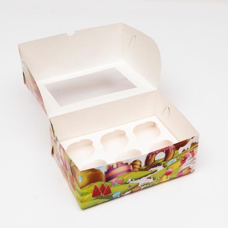 Packaging for 6 cupcakes with the window "City of sweets", 25 x 17 x 10 cm-3