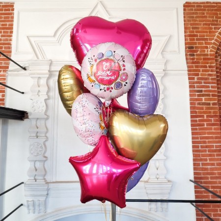 Foil ball 30 ", heart, fuchsia color-2