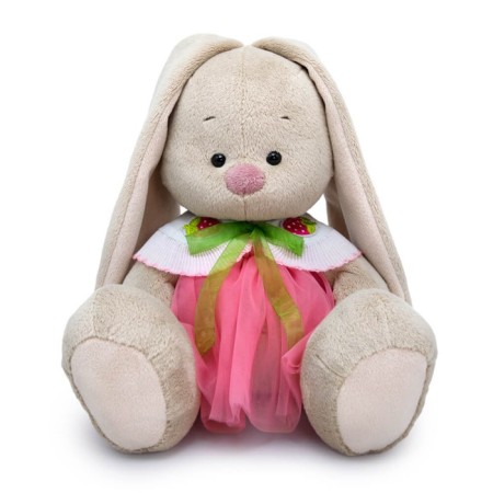 Soft toy "Bunny Mi", in a skirt and a collar with strawberries 23 cm