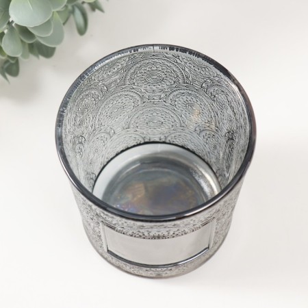 Bank for candles "SISTE" transparent black 350 ml 8.5x8.5x10 cm-2