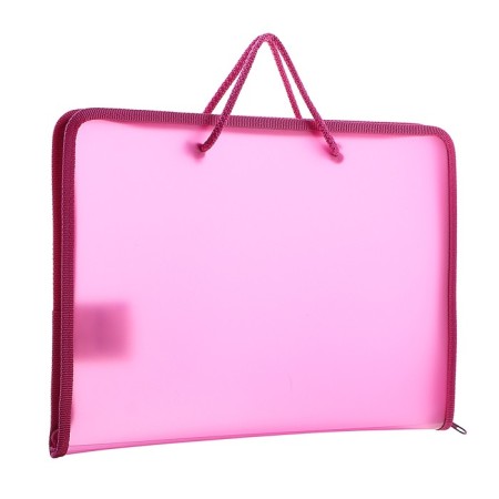 A folder with A4 handles, 230 x 185 x 25 mm, lightning around, plastic, PT-112, "office", tinted, pink color-1