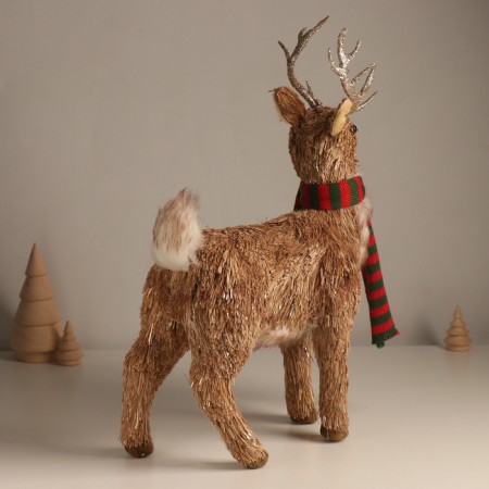 Decor "Deer with silver horns, in a scarf" 18x10x38 cm-2