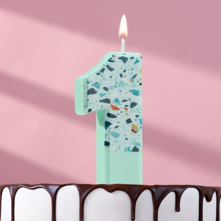 Candle for the Mosaic Cake, the number "1", blue