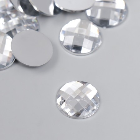 Decor for creativity plastic "Rhinestones Round. Transparent" set 25 pcs 1.6x1.6 cm