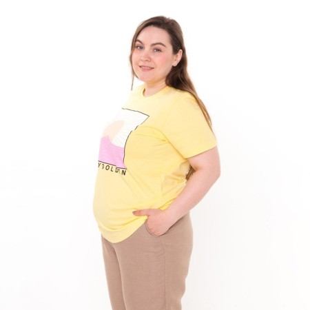 Women's T -shirt with print "STAY GOLDEN", ​​yellow color, size 48-1