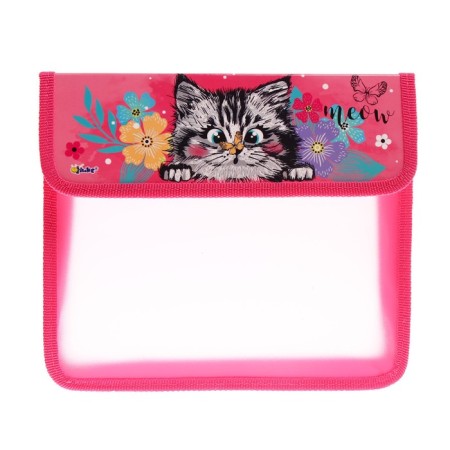 A5 notebook folder (240 x 205 x 40 mm), with Velcro valve, plastic/textiles, calligrata "kitten with flowers"