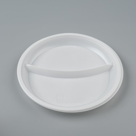 Disposable plate "2-secto" white, diameter 210 mm
