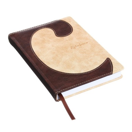 Diary of Leduced A5, 144 sheets "Courage", hard binding with foam rubber, artificial leather, pancake embossing, white offset 80 g/m², beige-1