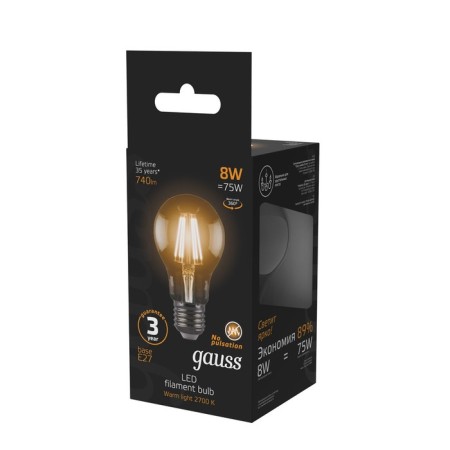 LED LED Filament Filament 8W A60 2700K TEPP. Bel. E27 740lm Gauss 102802108-3