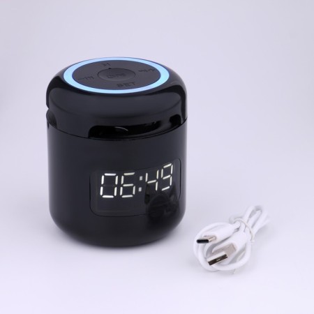 Clock - Electronic desk alarm clock: column, Bluetooth, TF card, 7.6 x 8.8 cm, USB-4