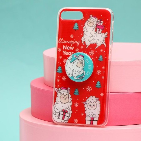 New Year's gift set, a case for a phone with the holder "New Year's mood", on the iPhone 7, 8 Plus-1