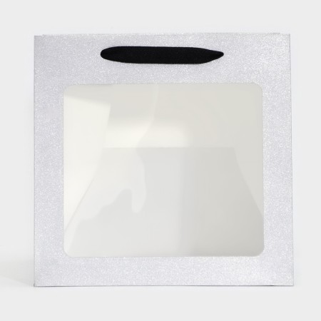 Crafts with a square bottom and window, 25 x 25 x 25 cm, silver with glitter-2