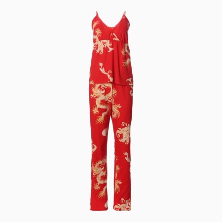 Female set (top/pants), red color, size 50-4