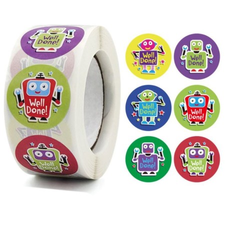 Stick Paper "Smiling robots" d = 2.5 cm 500 pcs in a rolon 3x6x6 cm